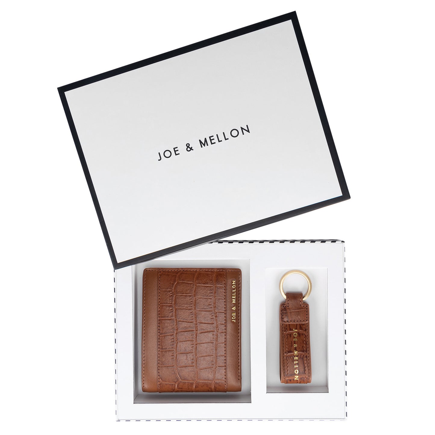 Arden Men Wallet & Key Chain Gift Set- Cognac