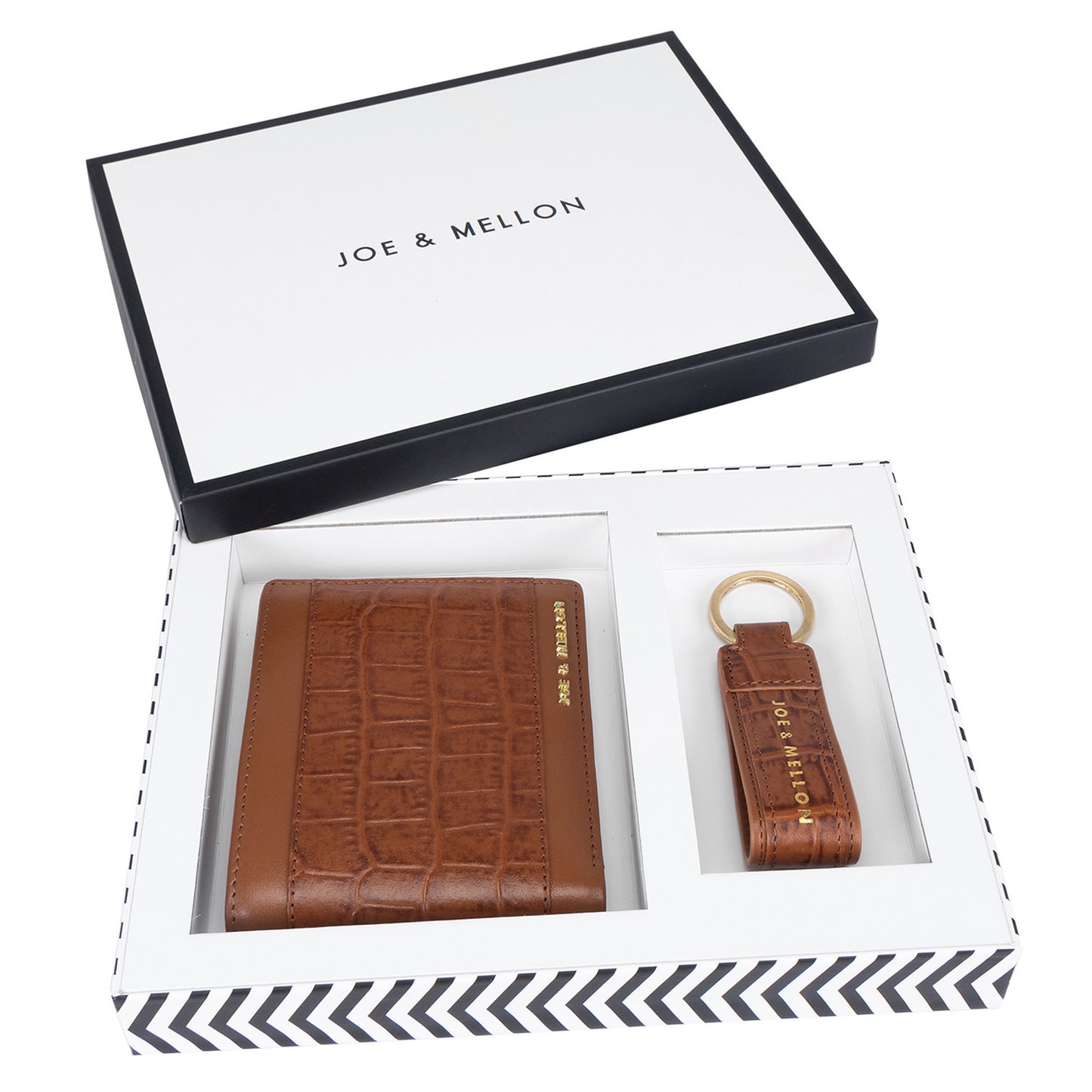 Arden Men Wallet & Key Chain Gift Set- Cognac