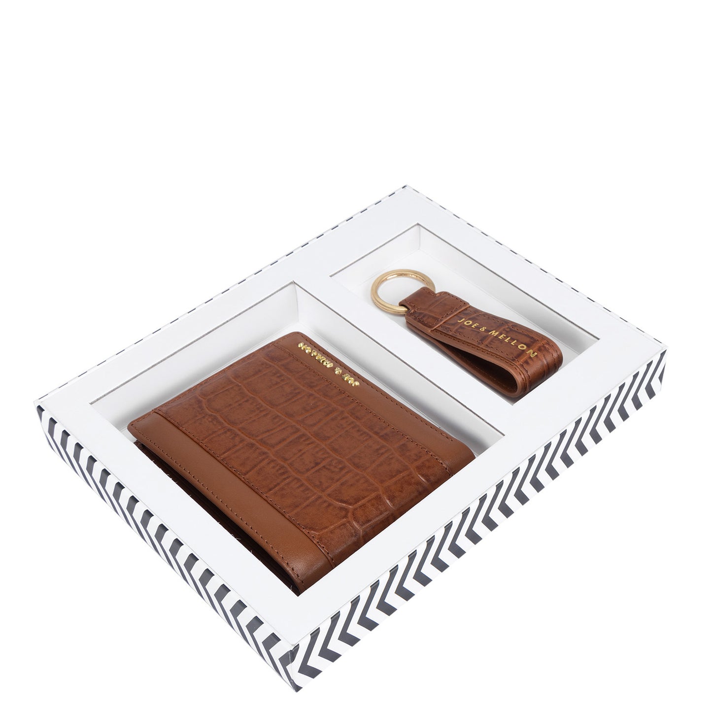 Arden Men Wallet & Key Chain Gift Set- Cognac