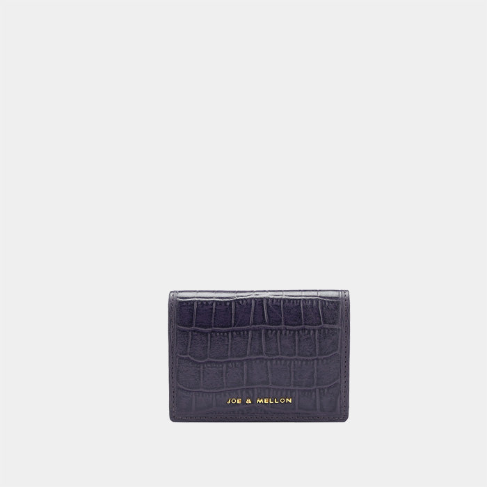 Purple Croco Leather Card Case